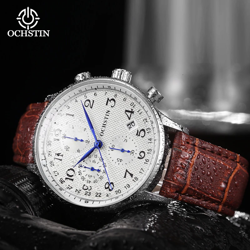 Watches Mens 2024 Luxury Top Brand OCHSTIN Quartz Wristwatch Business White Man Watch Chronograph Waterproof Relogio Masculino