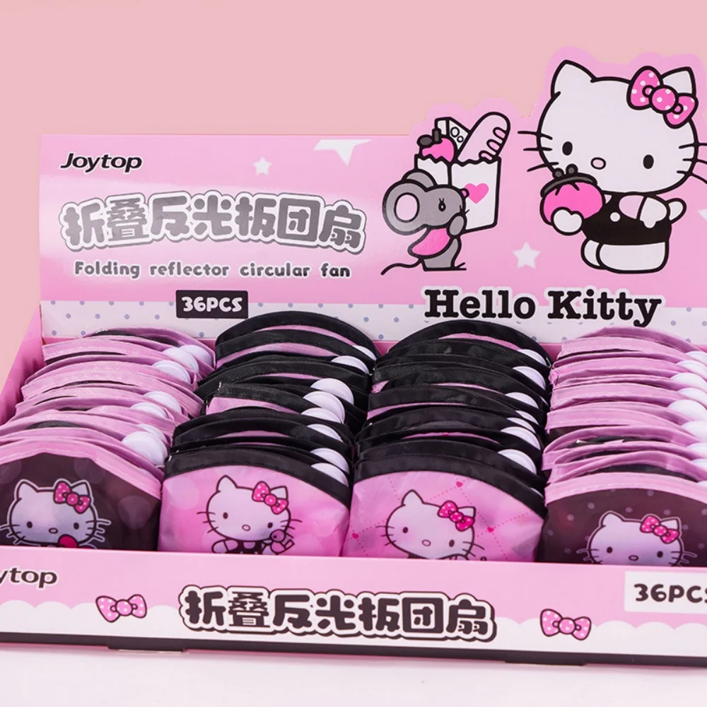 1Pcs Genuine Sanrio Hello Kitty Folding Reflective Hand Fan Pink Red Portable Collapsible Handheld Fan for Party Rave Travel view 5