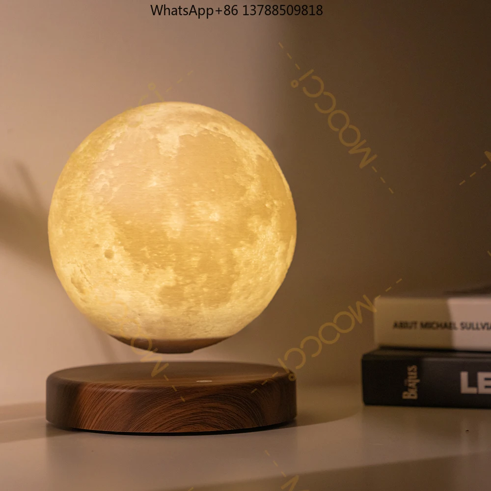 Cafe Living Room Bedroom Indoor Night Light Table Lamp Magnetic Levitation Floating LED 14CM Moon Modern Office Hotel Home Light