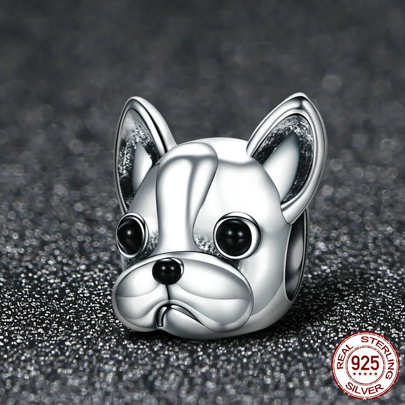 Cocok Asli Gelang Pesona Pandora 925 Perak Sterling Pasangan Setia BULLDOG Doggy Manik-manik Hewan Anjing DIY Membuat Perhiasan Wanita