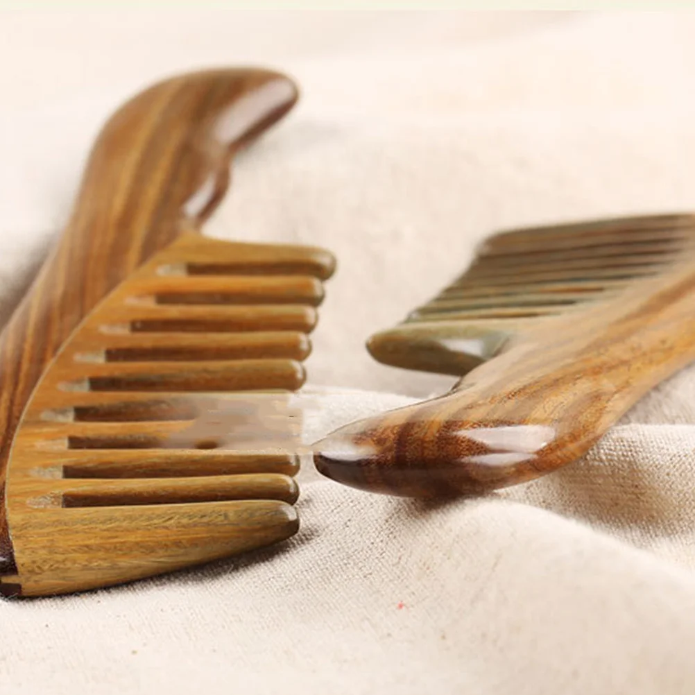 

1Pcs Sandalwood Comb Natural Wood Wide Dense Tooth Coarse Massage Comb for Detangling Relaxing Portable Home Spa Travel Khaki