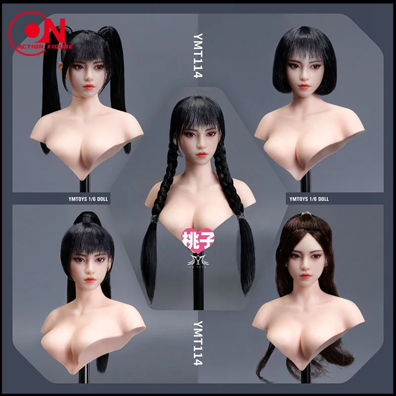

2025 Q2 YMTOYS YMT114 1/6 Asian Gril Movable Eyes Head Carving Model Fit 12'' PH Pale Skin Female Soldier Action Figure Body