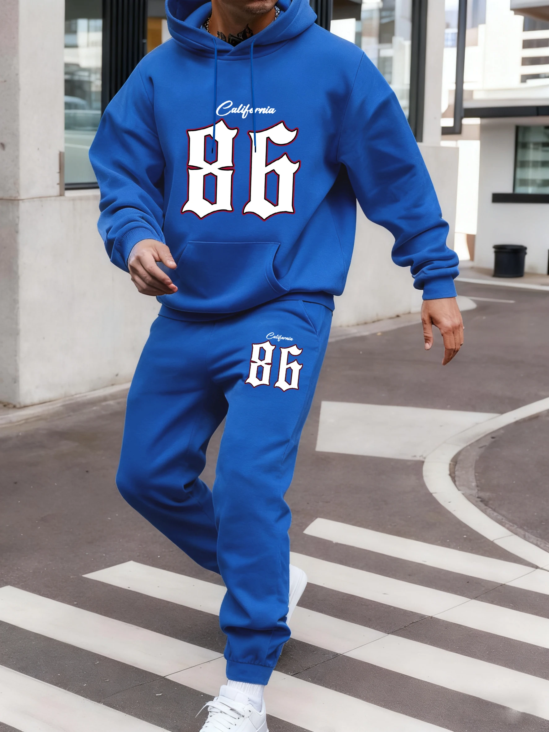 

Мужская универсальная толстовка с карманами и принтом California Number 86, уличные свободные спортивные штаны, флисовые повседневные спортивные кофты, костюмы