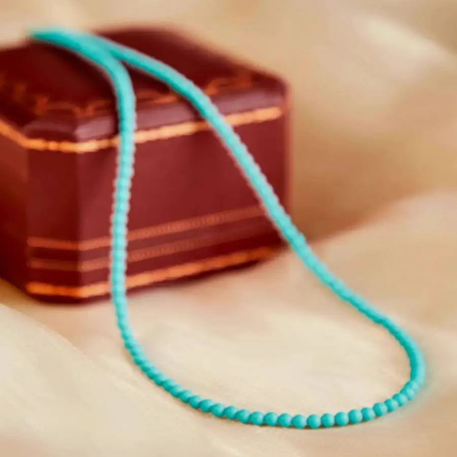 Fotografia 6: Colar de contas turquesa naturais artesanais de 6mm, 18 polegadas, colar com botão de punho masculino, conta de oração do Ramadã, meditação feminina