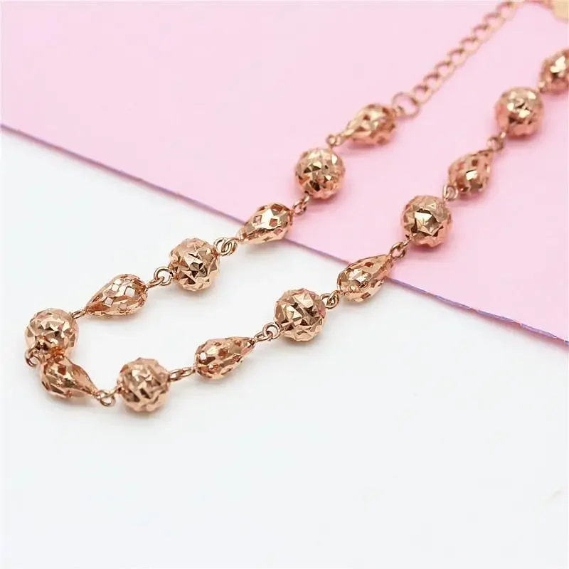 Plated 14K Rose Gold Hollow Bead Drop-shaped Charm Bracelets for Women Classic Light Luxury Punk Jewelry