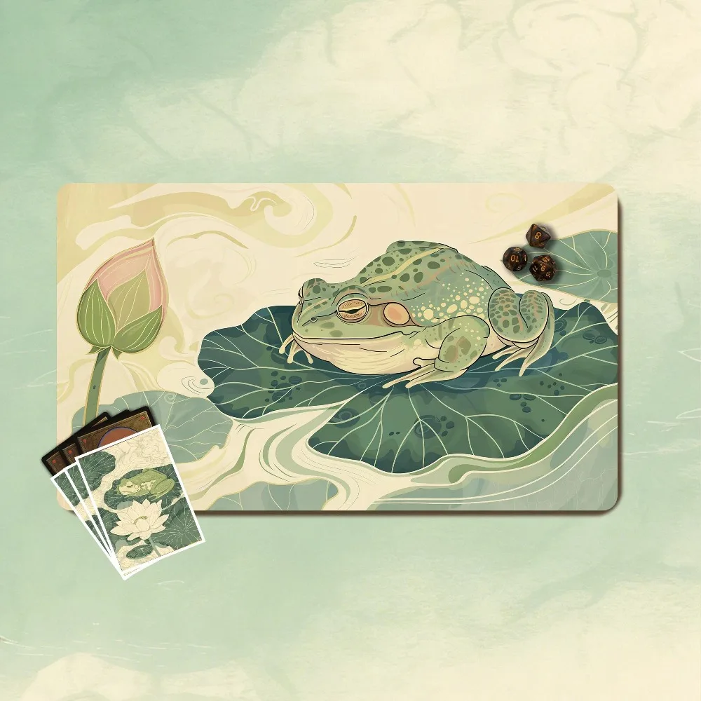 TCG   Playmat, Ukiyo-e Style Frog TCG  Playmat- 3mm, Seam/ Zones Options alfombrillas para escritorio pc accessories