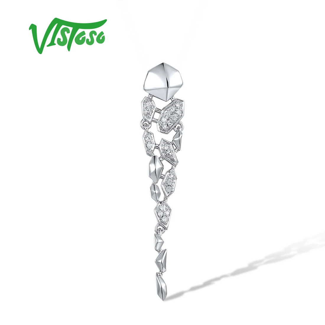 

VISTOSO Genuine 14K 585 White Gold Pendant For Women Sparkling Diamond Classic Wedding Engagement Elegant Gifts Fine Jewelry