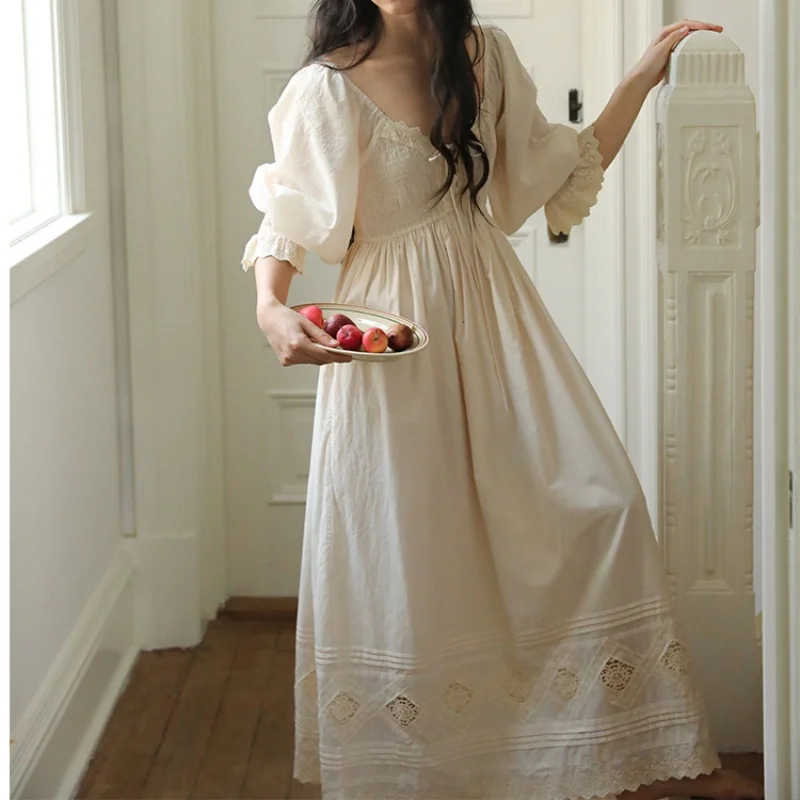 chemises-de-nuit-vintage-de-princesse-a-col-en-v-100-coton-manches-longues-robe-de-nuit-longue-elegante-robe-de-matinee-brodee-chemise-de-nuit-nouvelle-collection
