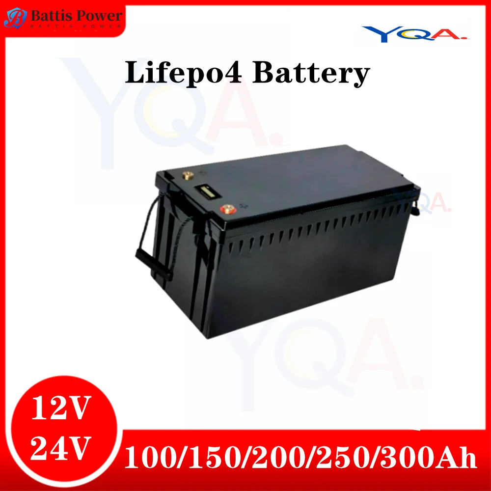 12V 100AH 150AH 200AH 250AH 300AH 24V LiFePO4 Battery Lithium lifepo４ Batteries with BMS For RV Outdoor Camping Off-grid