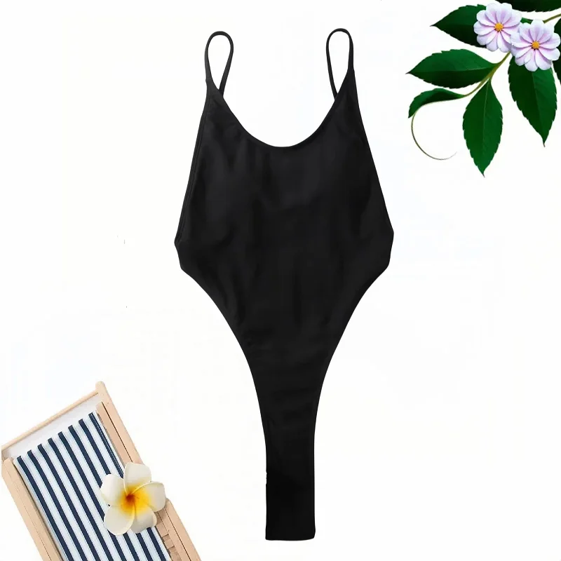 Bikini con espalda descubierta para mujer, bañador Sexy de una pieza con Tanga y espalda alta, ropa de baño para playa, 2024