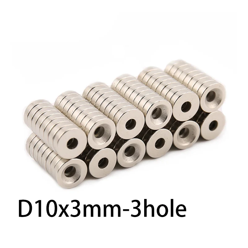 10/20/50pcs 10mm X 3mm Ring Magnets with 3mm Hole - Countersunk for Screw Mounting, Signs, Nameplates, Sensors & DIY Projects