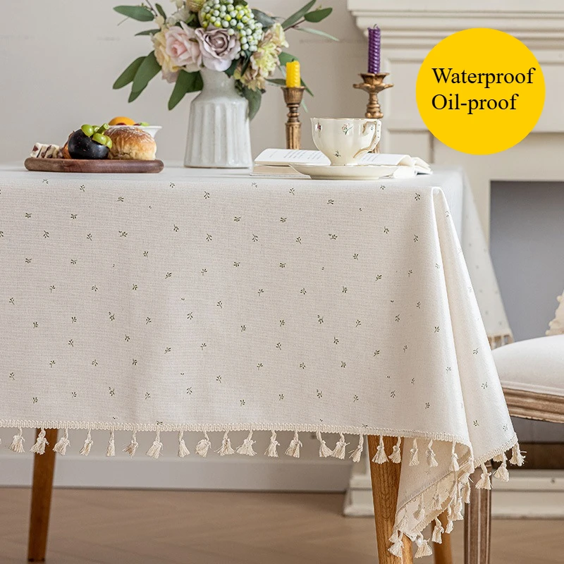 Rectangular Waterproof Tablecloth Tassel Square Table Cloth Tea Table Cover for Home Kitchen Restaurant Wedding Decor