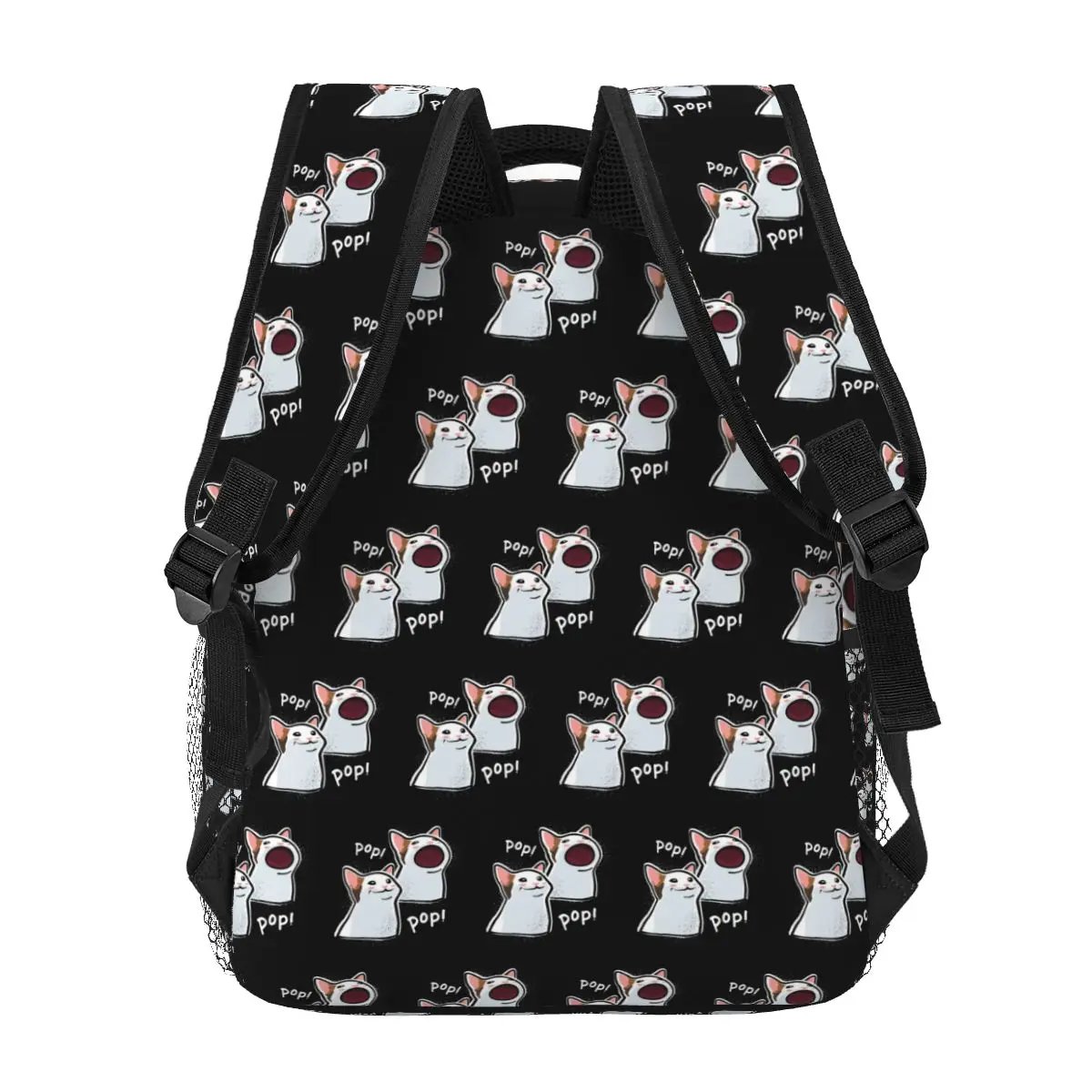 Popping Cat Meme Pop Cat PopCat Backpacks Boys Girls Bookbag Students School Bags Travel Rucksack Shoulder Bag Large Capacity