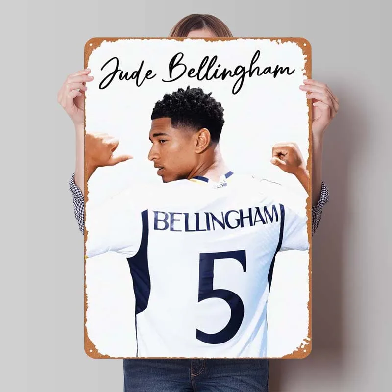 Jude Bellingham Inspired Sports Metal Poster Home Decoration Luxury Vintage Metal Tin Sign Plaque for Wall Art Decoration Retro