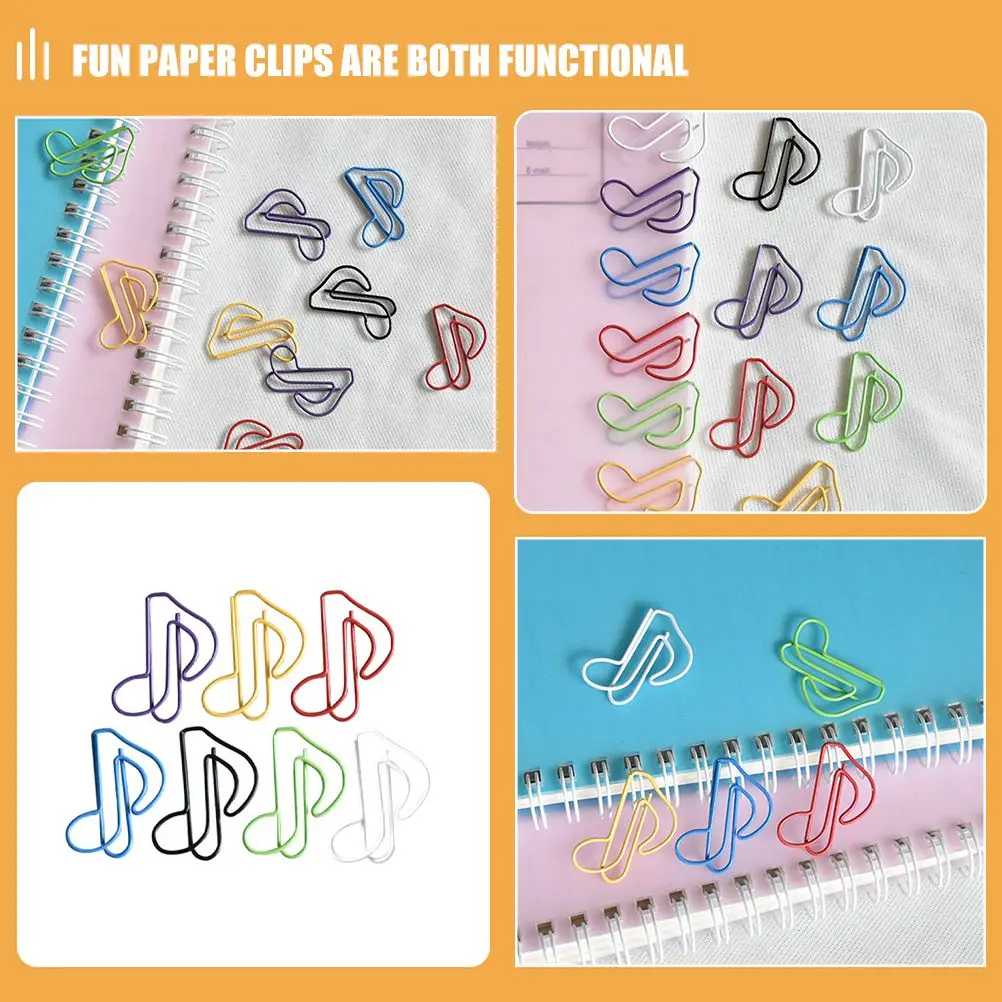 50 PCS Note Paper Clip Clips Novelty Bookmark Music Bookmarks Metal Holder Paperclips