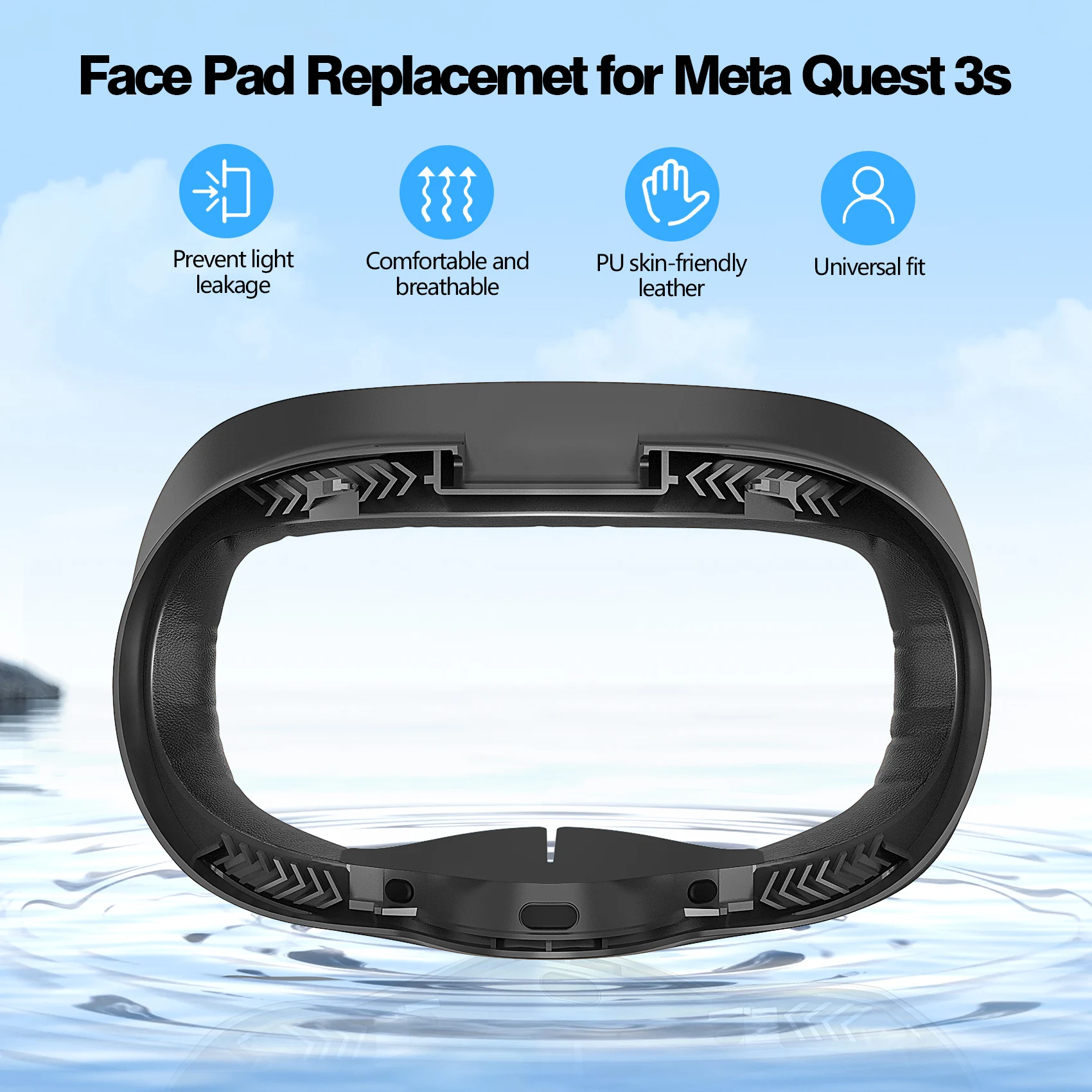Atmungsaktive weiche Gesichtsmaske Ersatz für Oculus Quest 2/3/3S Gesichtsschnittstellenhalterung PU-Leder 3-in-1 für Meta Quest 2/3/3S – Detail 3