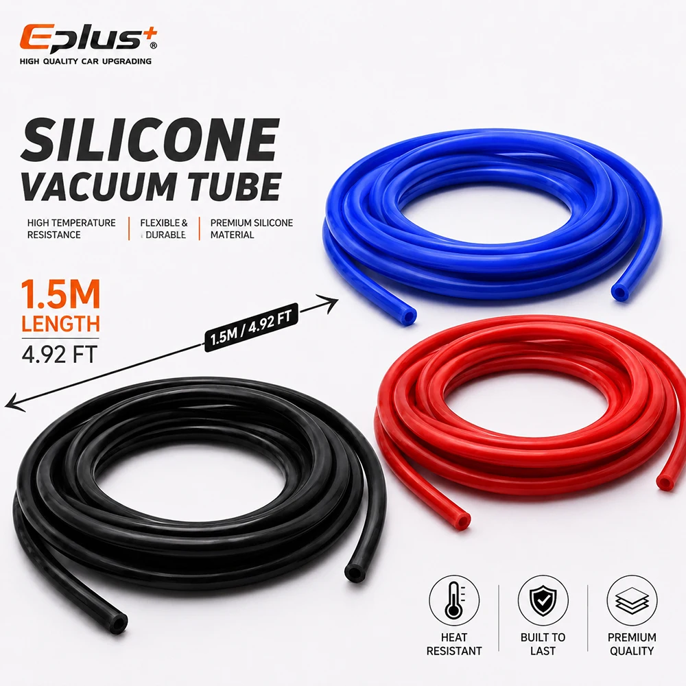 Image of Universeller 1,5 m flexibler schwarz-rot-blauer Silikon-Vakuumschlauch, Innendurchmesser 3-12 mm, flammhemmend, Hochtemperatur-Luftschlauch für Auto- und Motorradmotoren