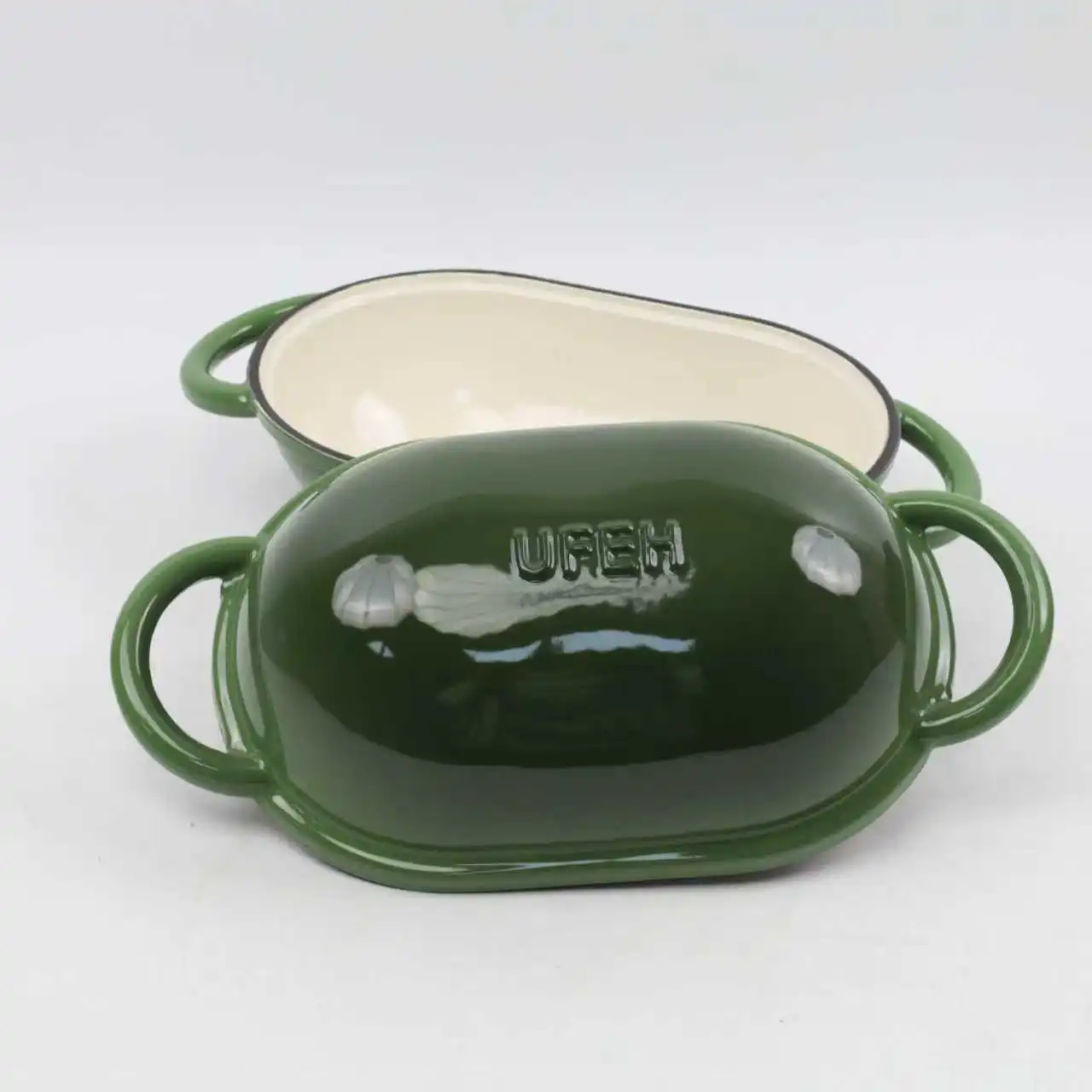 Stylish Cast Iron Enamel Capsule Cooking Pot for Home & Restaurant