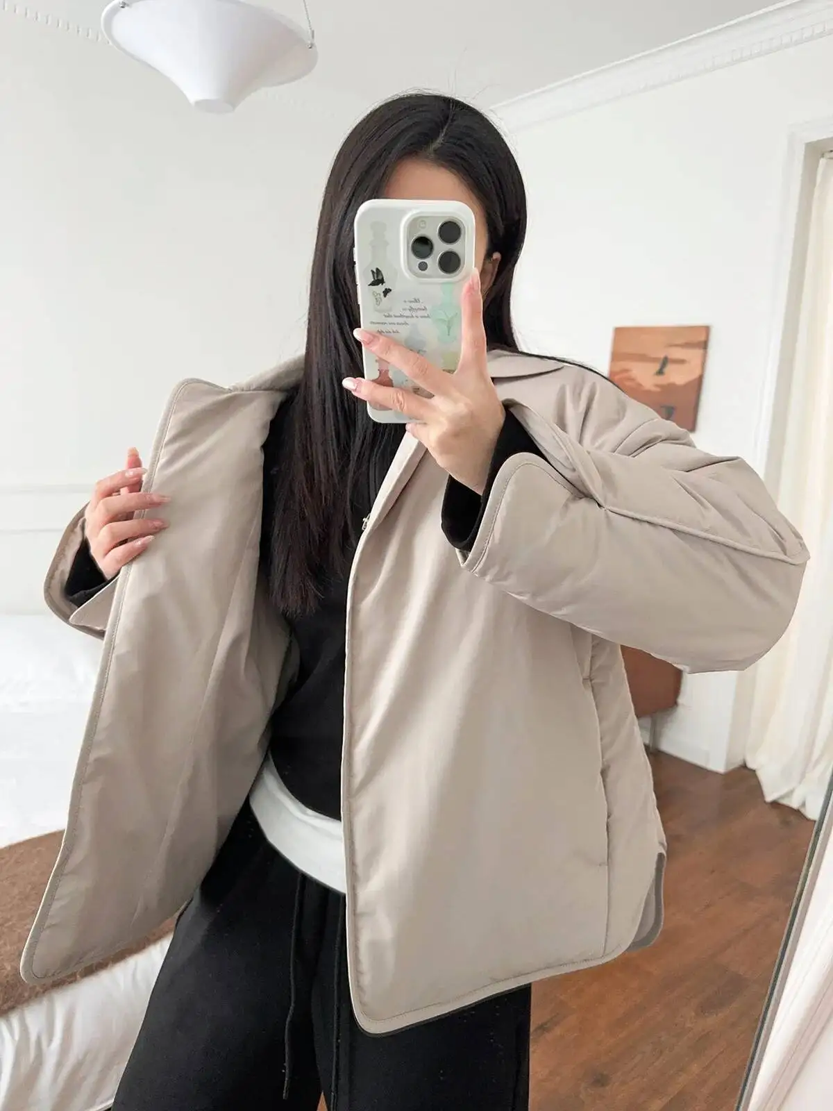 شتاء جديد إمرأة سميكة القطن سترة معطف بدوره إلى أسفل طوق واحدة الصدر طويلة الأكمام السيدات عادية قصيرة سترة دافئة #4