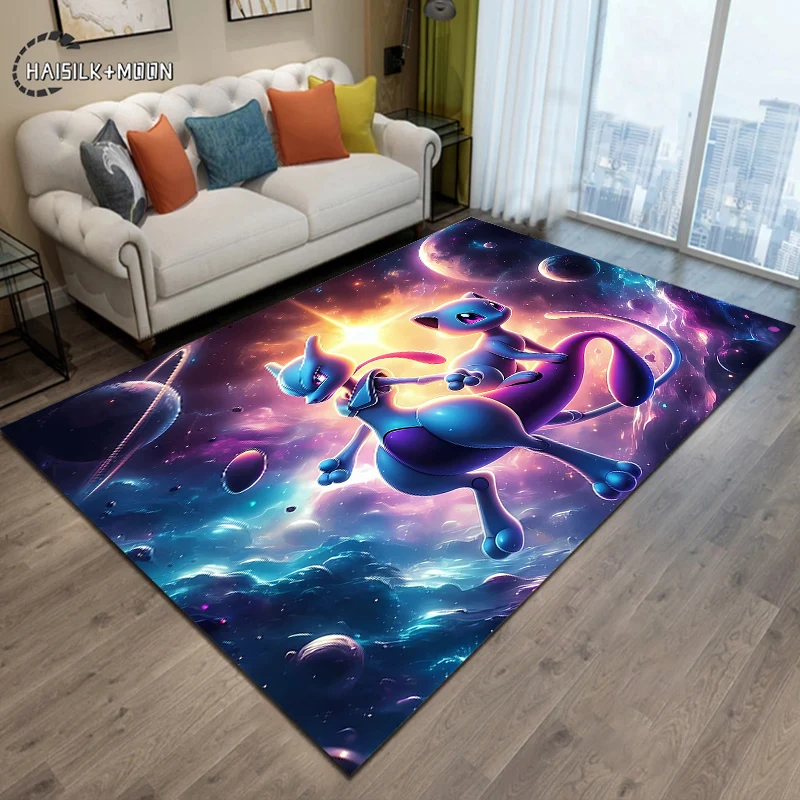 Anime Pokemon Mewtwo Pattern Rug Carpet for Living Room Bathroom Mat Creative Doormat Carpet for Bedroom Home Decor