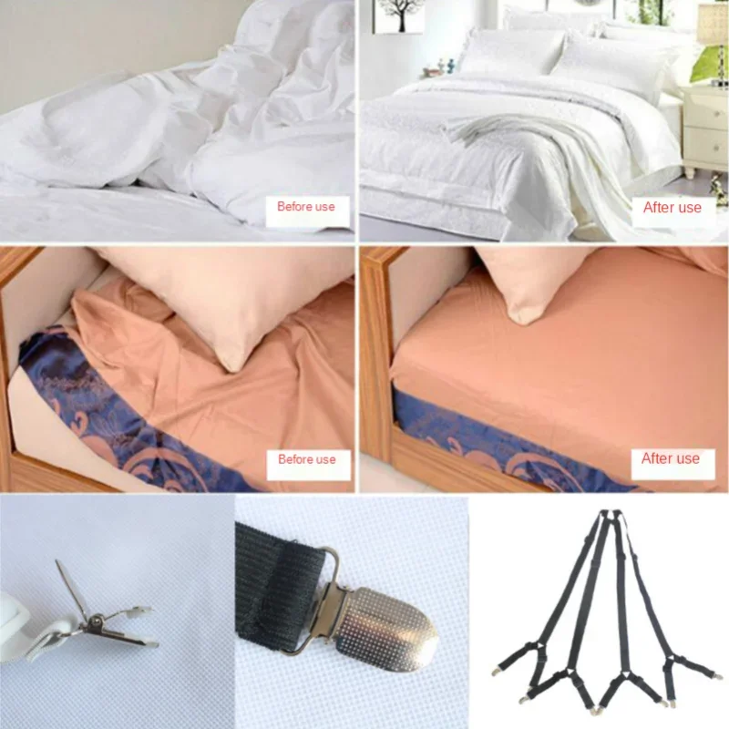 Adjustable Bed Fitted Sheet Straps Suspenders Grippers Home Textiles Organize Gadgets Crisscross Fastener Mattress Cover Clips