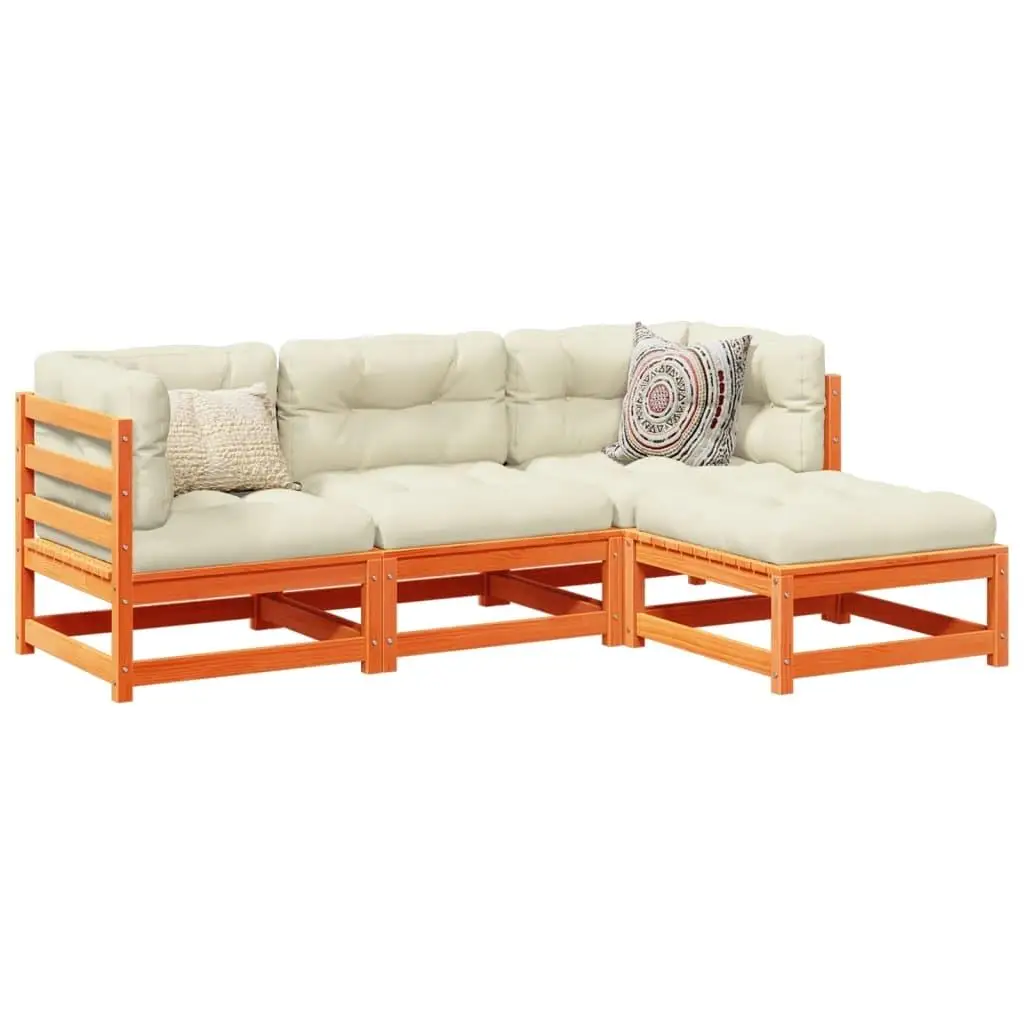 

Large Modular Garden Sofa Set in Wax Brown Solid Pine Wood Outdoor Furniture