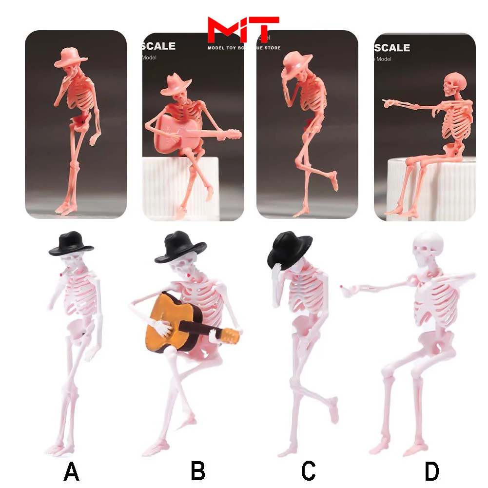 

Miniature Figure 1/87 1/64 1/43 1/24 1/18 Skull Figure Play Guitar Dance Sit Mini Diorama Figurines Doll Model Street Scene Prop