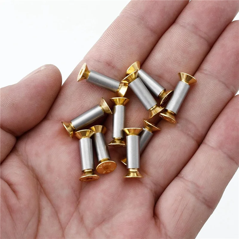 

ABJN-40 Packs Knife Handle Screws Rivets Bolts Fasteners, Gold Hex Flat Head Screws, Knives Maker Screws