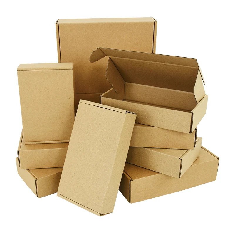 5pcs Brown Kraft Paperboard Small Gift Packaging Box Case for Christmas Birthday Wedding Party Favors Cardboard Boxes Multi Size