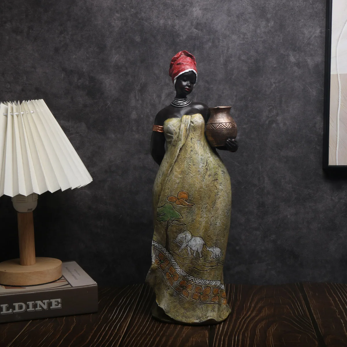1 Stück Vintage afrikanische Stammesfrau-Figur – exotische künstlerische Kunstharz-Bastelstatue für Heimdekoration – einzigartiges Künstlergeschenk – Detail 8