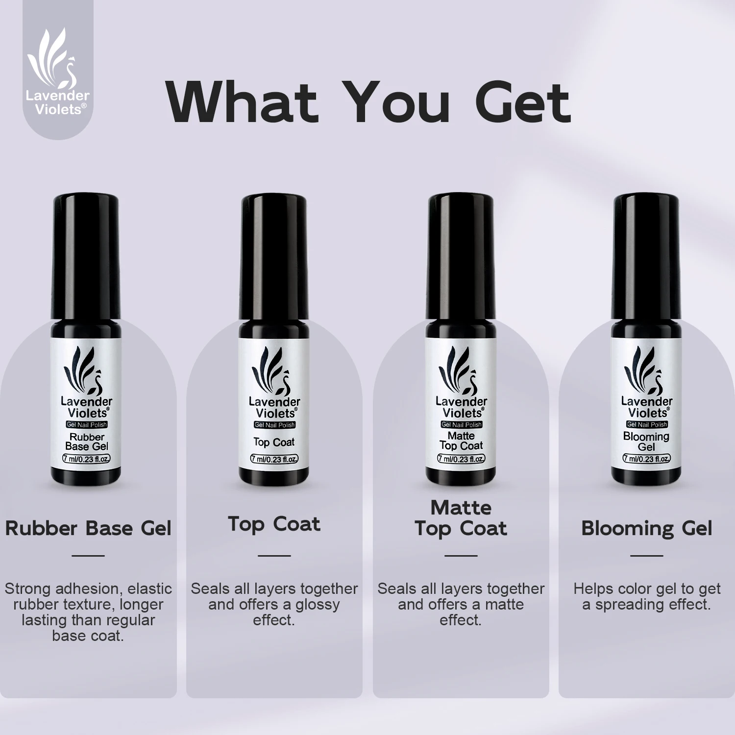 جل مزهر للتلميع ، معطف علوي غير لامع ، معطف علوي لامع ، جل أساس مطاطي ، جل نقع ، تصميم فن الأظافر ، 4: 7