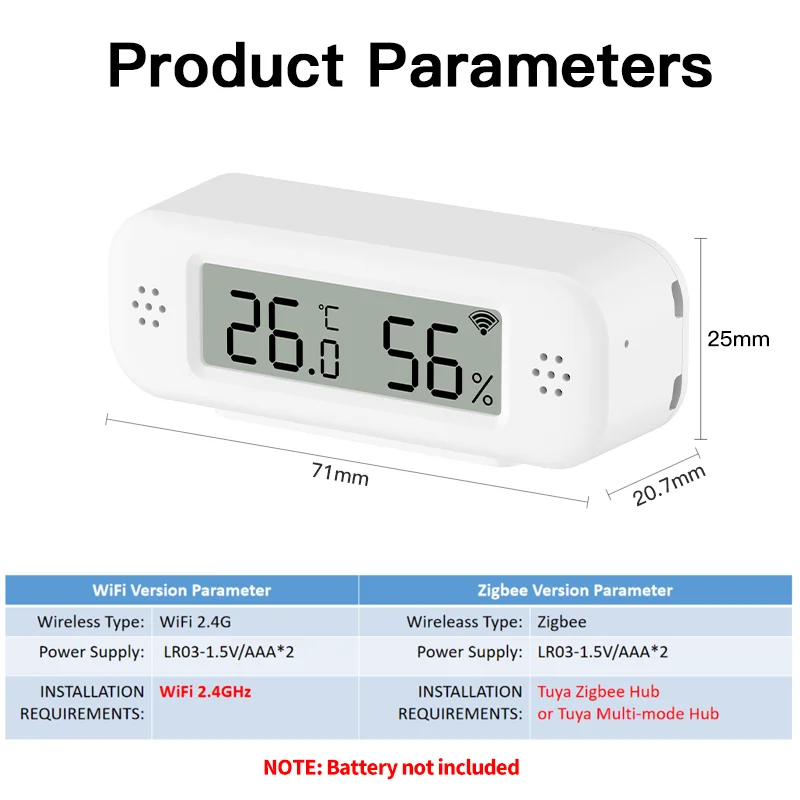 Tuya Zigbee /WiFi Temperature Humidity Sensor For Smart Home Thermometer Hygrometer APP Remote Work with Google Assistant Alexa