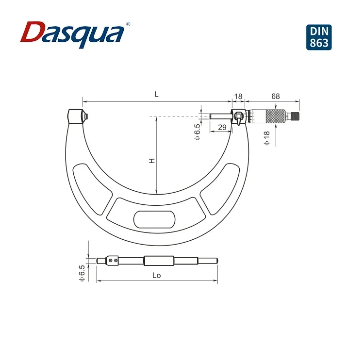 Dasqua 150-175mm Stainless Steel Big Size Outside Micrometers Ratchets Stop