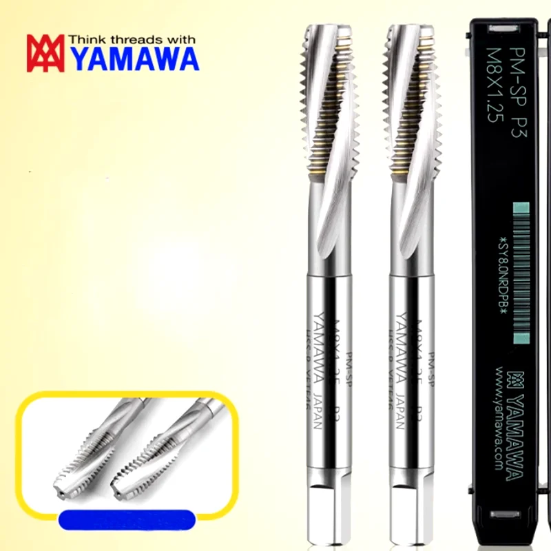 Japan Import YAMAWA Spiral Fluted Tap Pointed PM-SP PM-PO M3 M4 M5 M6 M8 Machine Thread Taps For HRC 45° High Hardness Steel