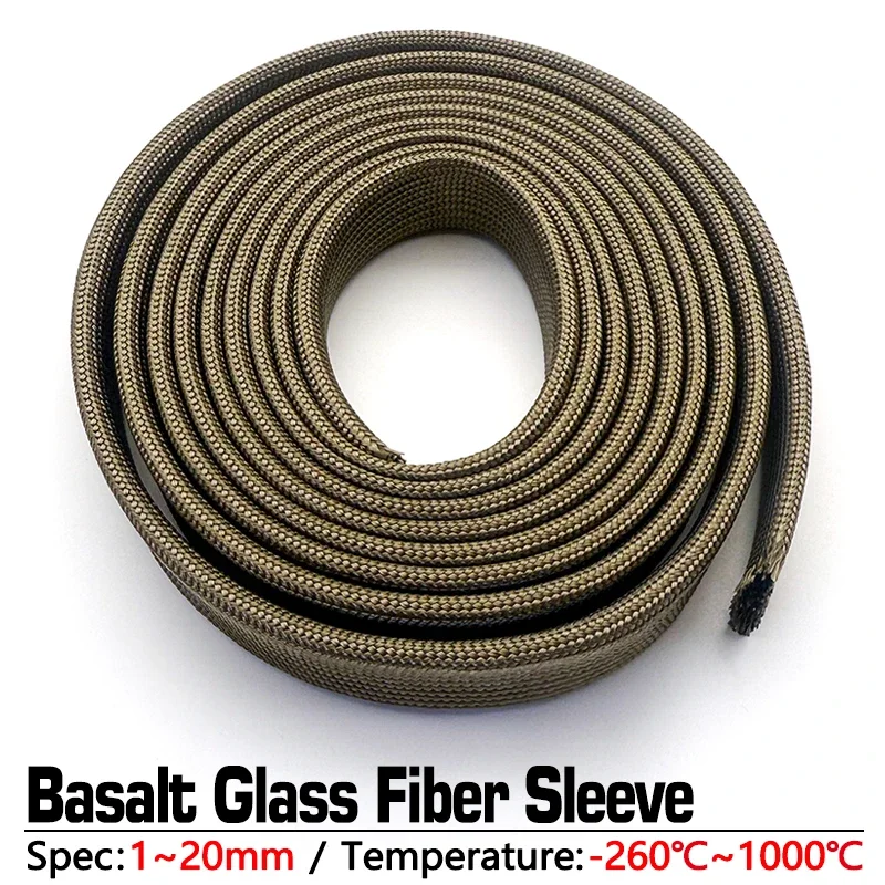1000Deg C basalt glass fiber sleeve ID 1mm~20mm high temperature resistant insulation tube wire and cable protection sleeve