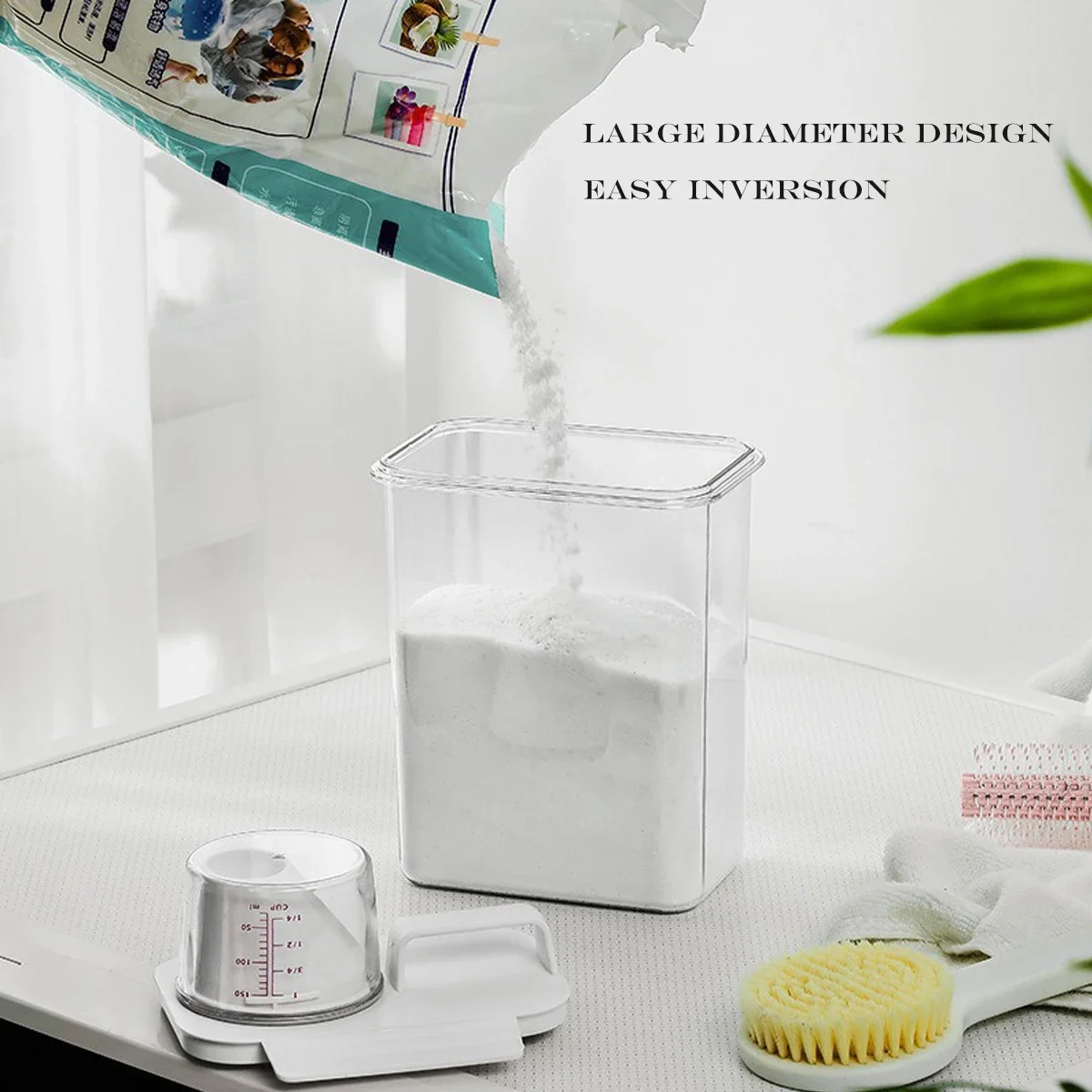 2.3L Airtight Laundry Powder/Cereal Storage Container with Lid and Labels 3