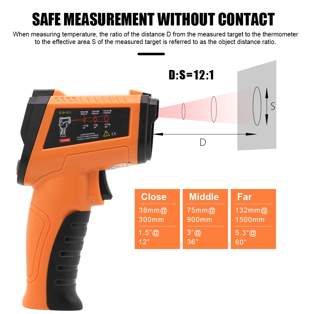 RuoShui 304F Infrared Thermometer Gun -50-900°C Handheld Industrial Object Infrared Thermometer Measuring Tools