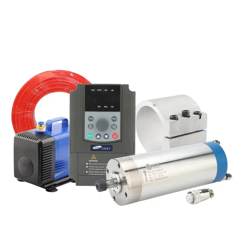 2.2kw ER20 Water-Cooled Milling Spindle Motor + VFD Inverter 80 Fixture 80W Water Pump 18 Pc ER20 Chuck CNC Router Kit Bearing
