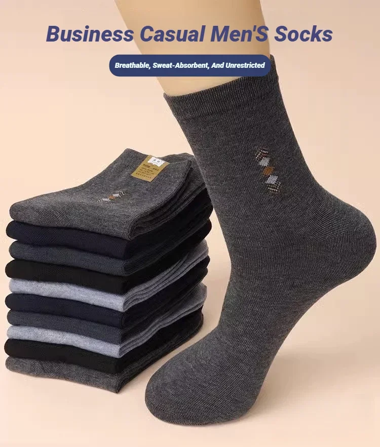 5 Paar/Lot Herrenmode-Socken für vier Jahreszeiten, Freizeit, atmungsaktiv, Deodorant, mittellang, hohe Qualität – Detail 2