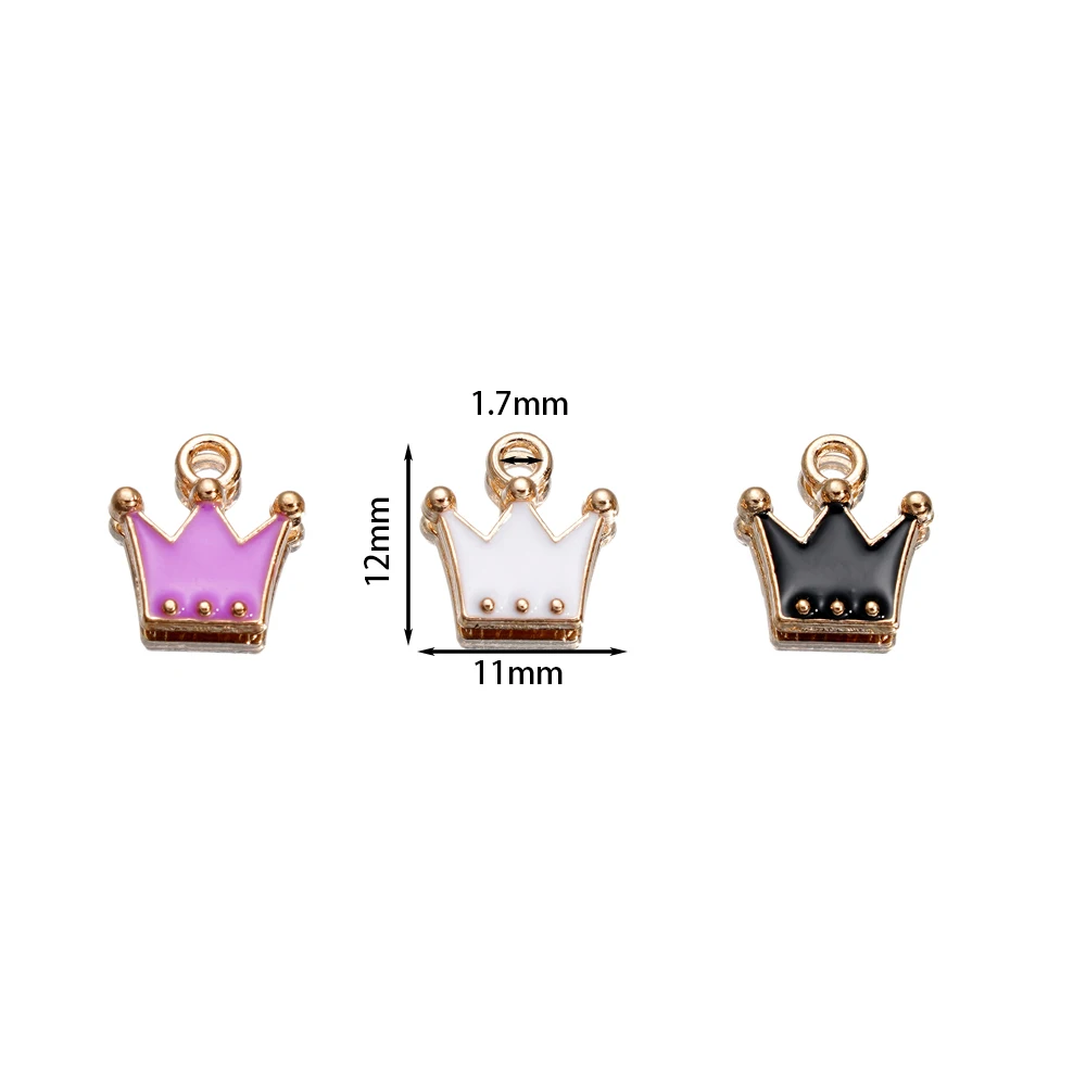 5Pcs/Lot 11x12mm  Enamel Crown Charms Pendants For Jewelry Making DIY Handmade Women Earrings Bracelets Findings Accessories