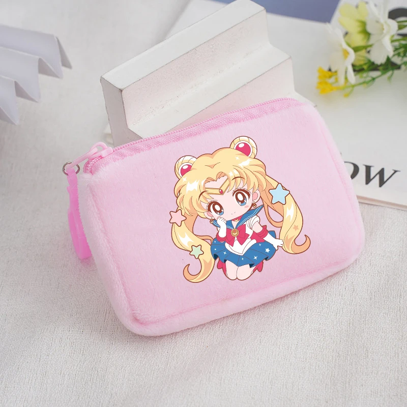 Sailor Mooned Square Coin Purse Anime Character Printed Wallet Girls Cartoon Portable Mini Money Pouch Cute Storage Bags Gifts
