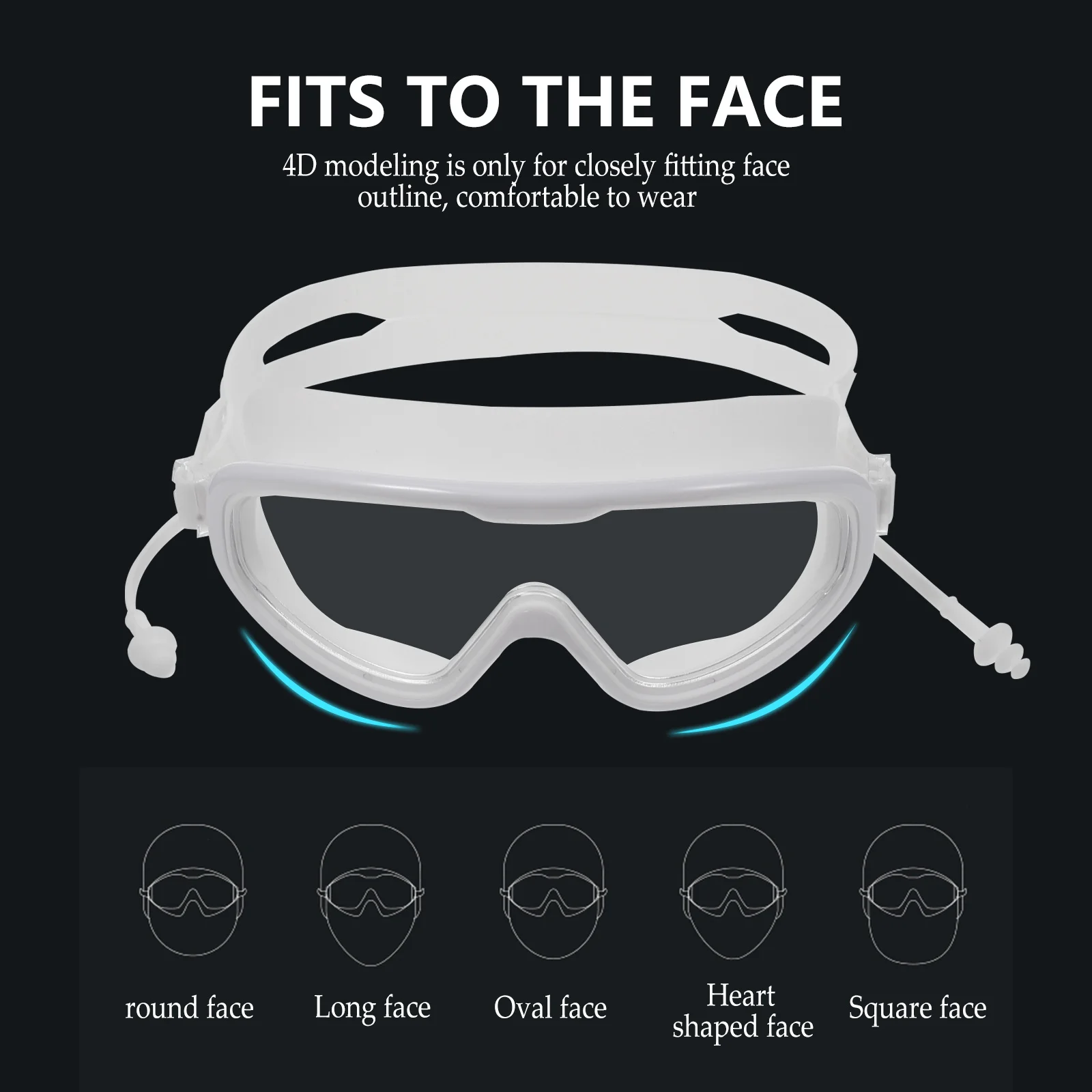 

1pc Adults Anti-Fog Waterproof Swim Goggles High-Definition Big Frame Comfortable Earplugs Design Swimming Glasses For