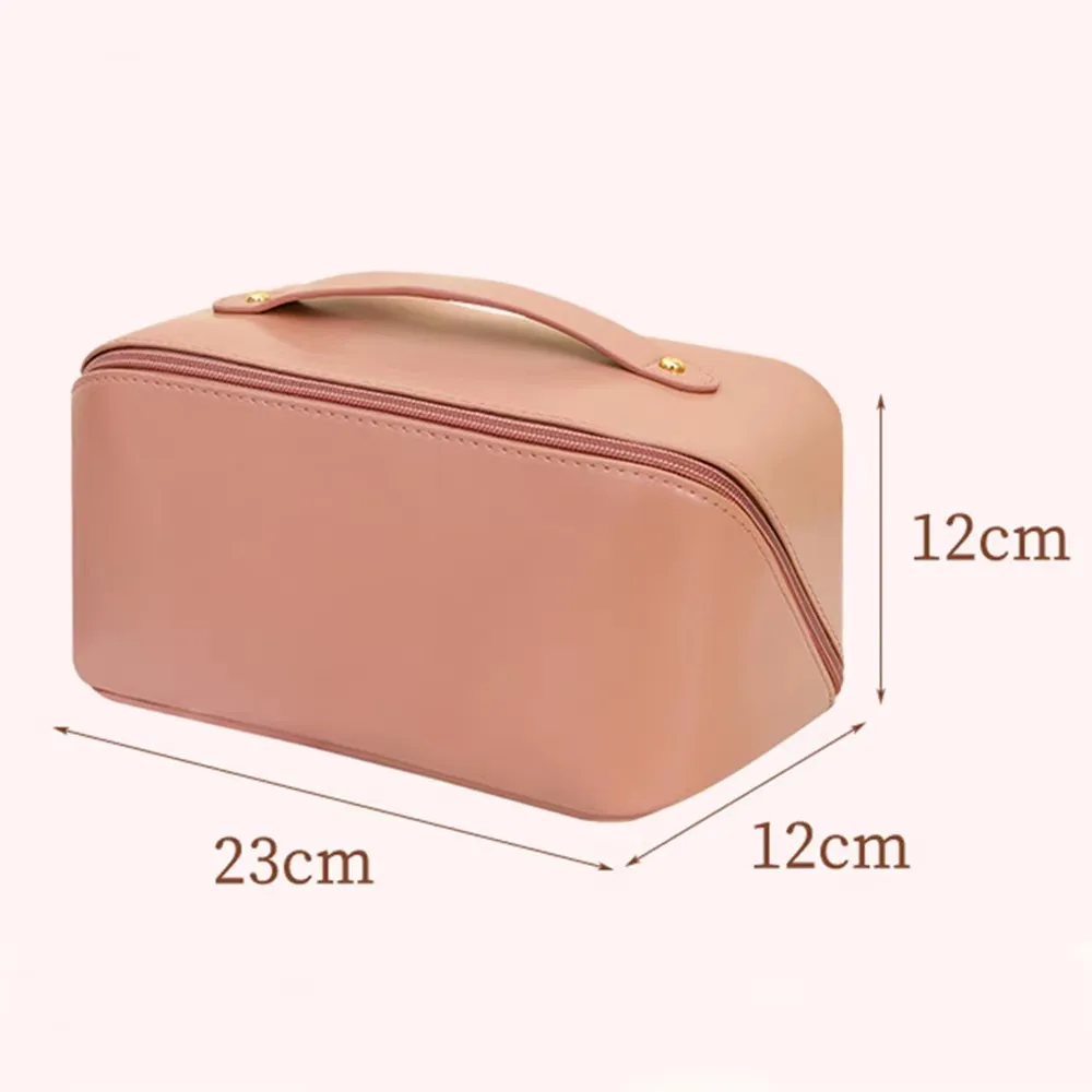 Bolsa de maquillaje de PU personalizada para mujer, bolsa organizadora de regalo de Navidad con nombre personalizado, bolsa de almacenamiento de viaje para cosméticos de cuero