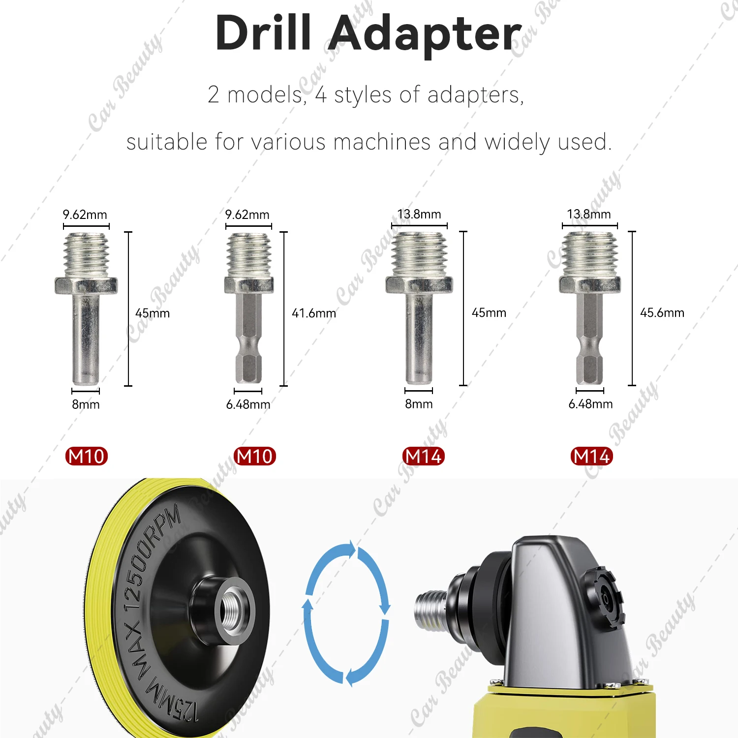 3-7inch Car Polishing Sponge Kit for Car Detailing 7/8 Pieces Auto Cleaning Wool Buffing Waxing Pad with Drill Adapter M10/M14