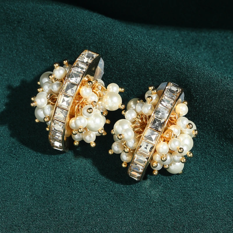 여성을위한 빈티지 화이트 크리스탈 진주 귀걸이 럭셔리  - Women Accessories Dubai 리뷰 및 가격