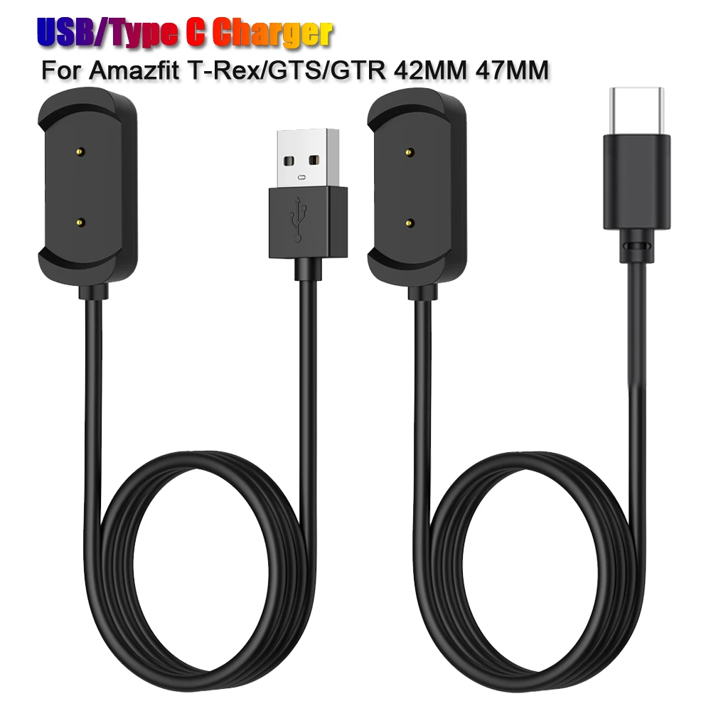 ที่ชาร์จ USB Type C สำหรับ huami amazfit T-Rex 1 /amazfit gts/amazfit GTR 42mm 47mm USB C 100cm สายชาร์จที่ชาร์จความเร็วสูงแท่นชาร์จ