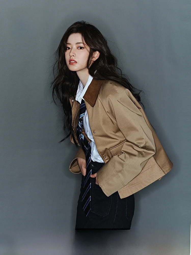 

Dai Feng Xuan H&M Женская рабочая одежда Jaet Lazy Sle ort Верхняя одежда Осень Новое поступление Подставка из смеси полиэстера и хлопка