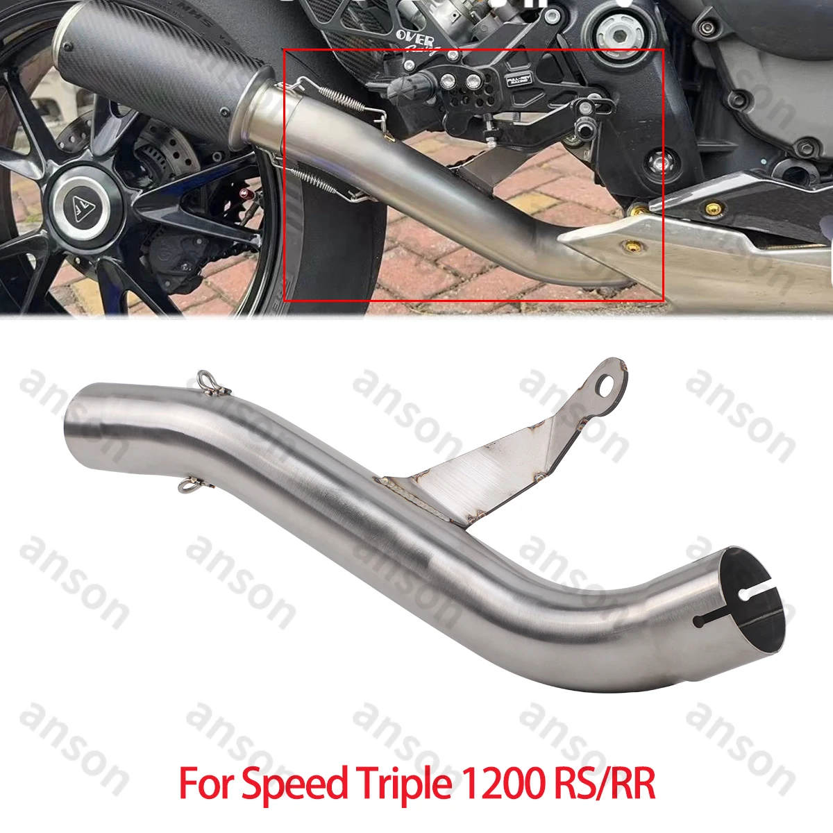 

Труба среднего звена выхлопной трубы Escape 51 мм, скользящая для Triumph Speed Triple 1200 RS RR1200 1200RR 2021-2024, модифицированная средняя труба глушителя