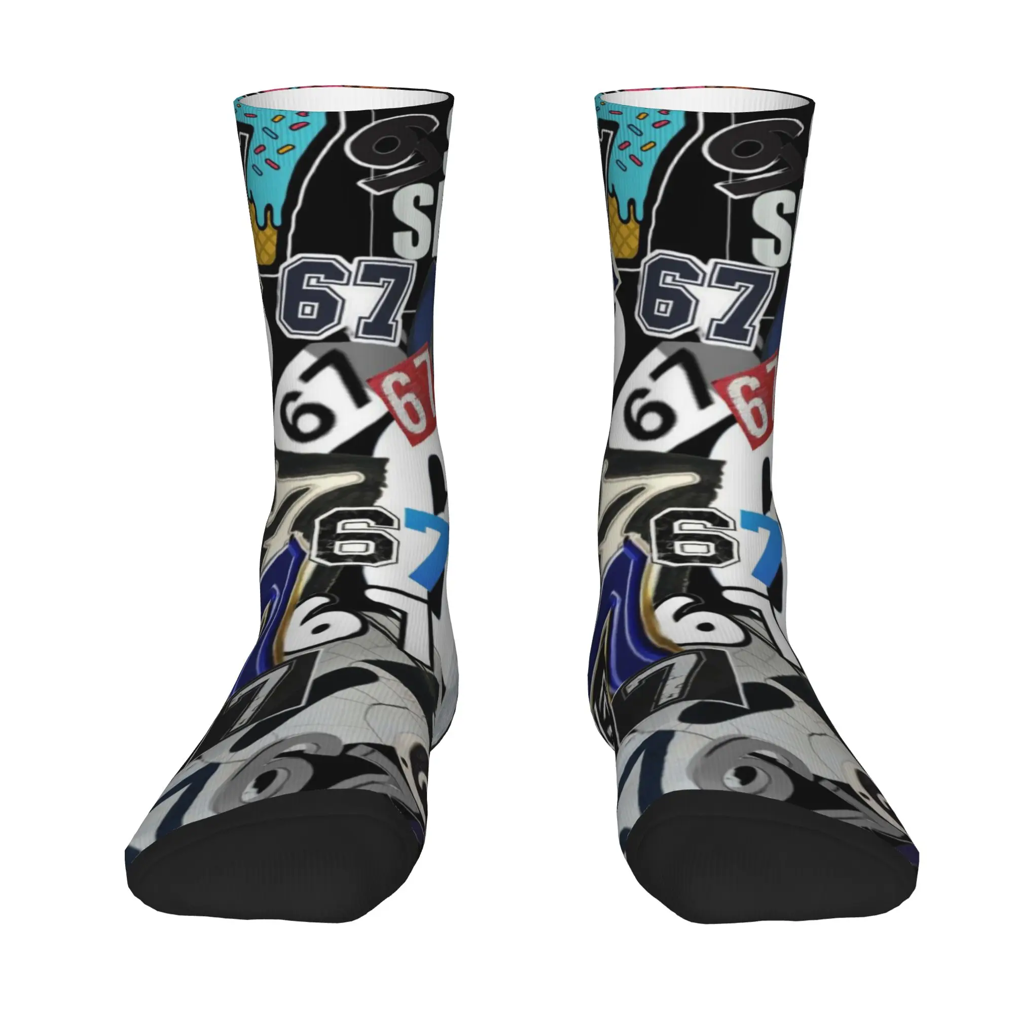 Funny Sock 67 67 six seven meme 3 Vintage Quality Pattern Printed Men Crew Socks Casual Men's Socks