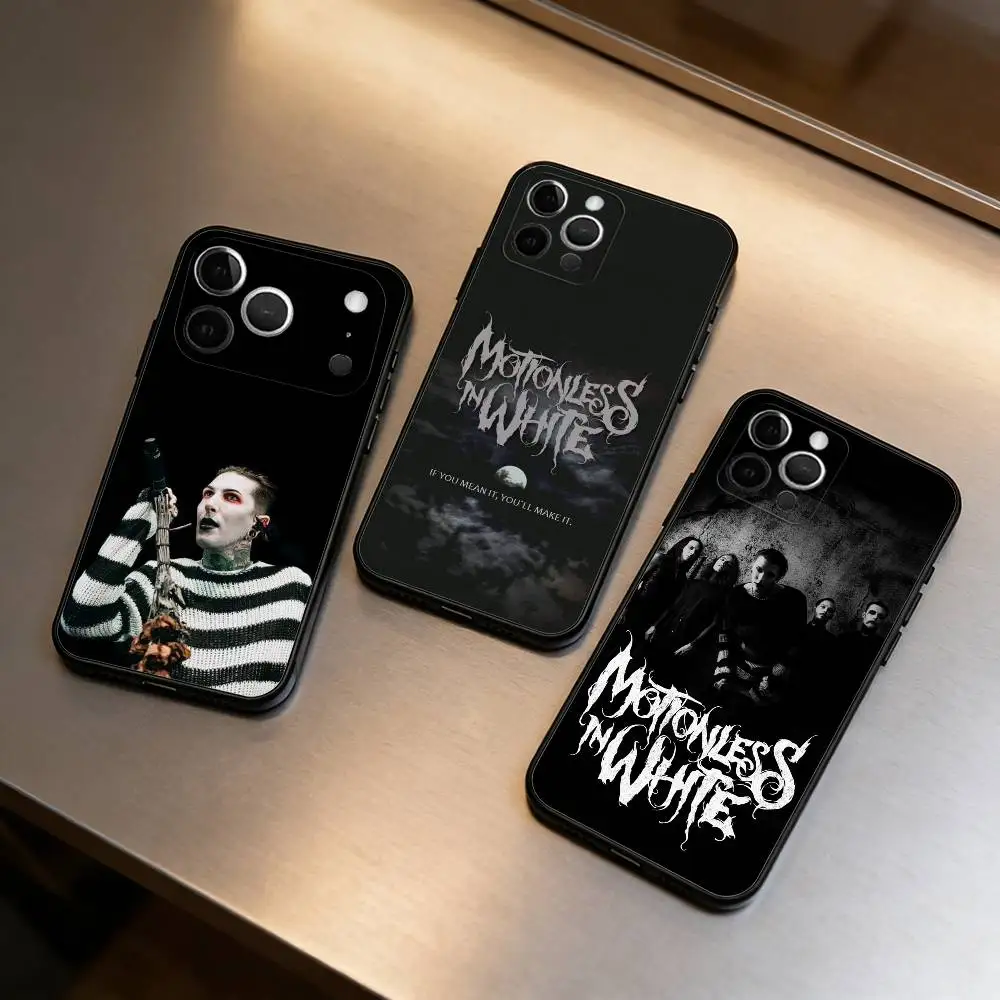 

M-Motionless In White Phone Case For iPhone 17,16,15,14,13,12,11 Plus,Pro Max,Soft Silicone Black Cover
